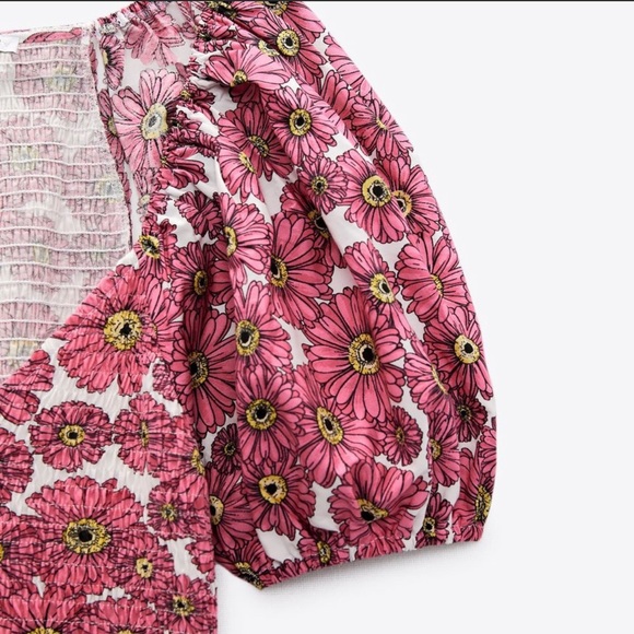 SOLD:ZARA PRINTED BALLOON SLEEVE DRESS. NWT. Size L - Picture 4 of 4